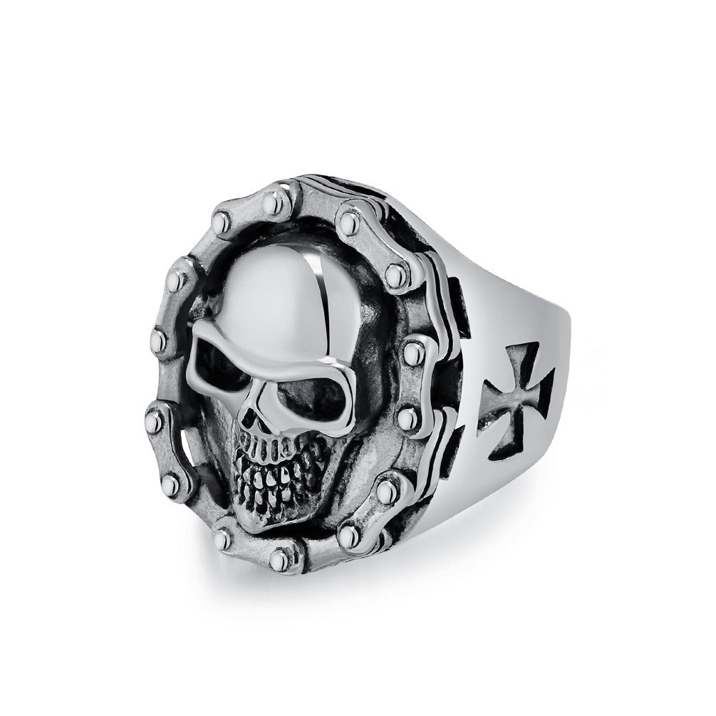 Kemstone Stainless Steel Skull Ring – Biker & Hip Hop Style K-R857