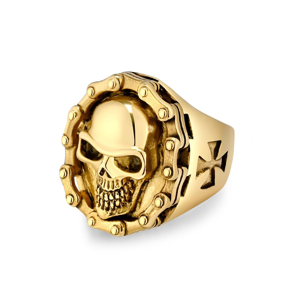 Kemstone Stainless Steel Skull Ring – Biker & Hip Hop Style K-R857