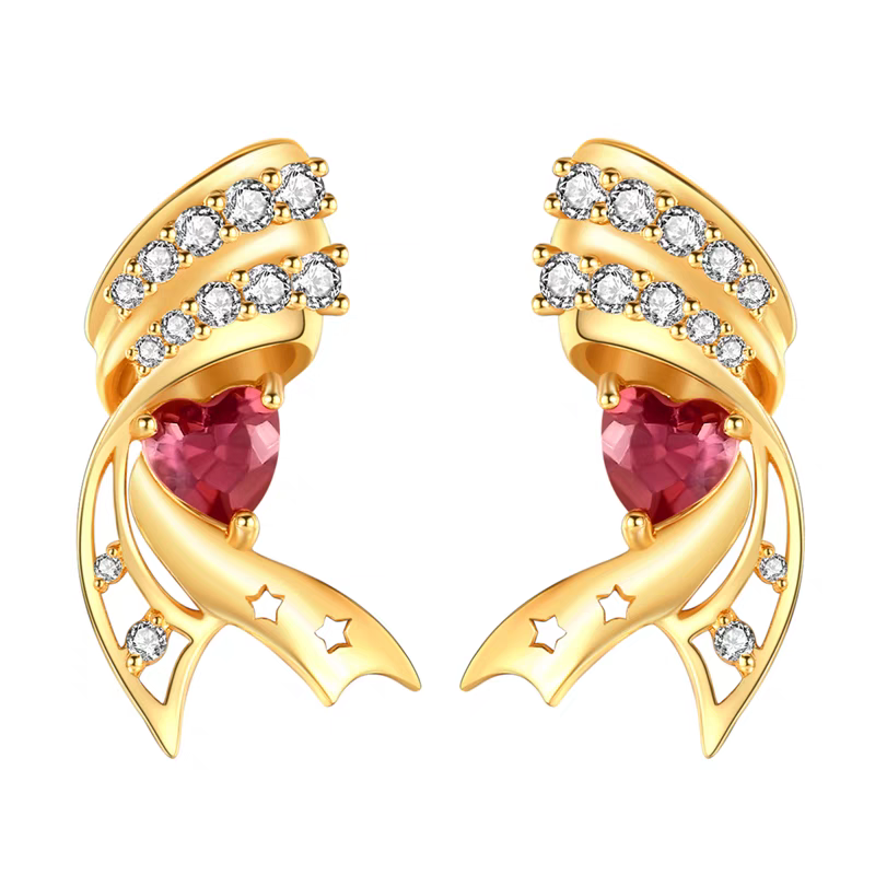 Pendientes de estrella de turmalina rosa con alas de plata de ley, diseño original artesanal de Kemstone, StarFlair: un regalo de ensueño elegante, ligero y lujoso.