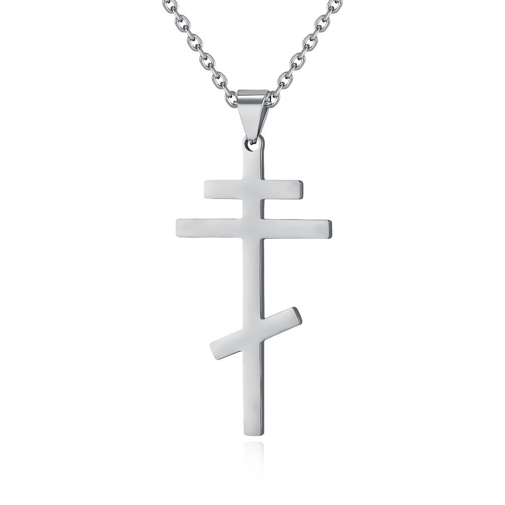 Kemstone Titanium Steel Cross Pendant Necklace for Men & Women – Minimalist Vintage Style K-PT539