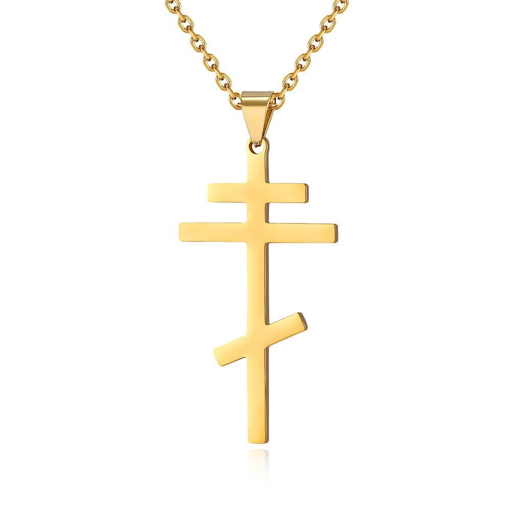 Kemstone Titanium Steel Cross Pendant Necklace for Men & Women – Minimalist Vintage Style K-PT539