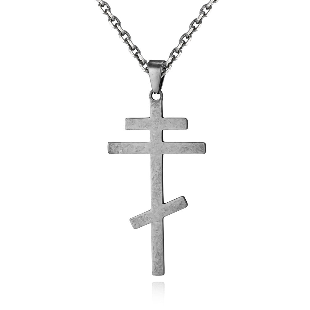 Kemstone Titanium Steel Cross Pendant Necklace for Men & Women – Minimalist Vintage Style K-PT539