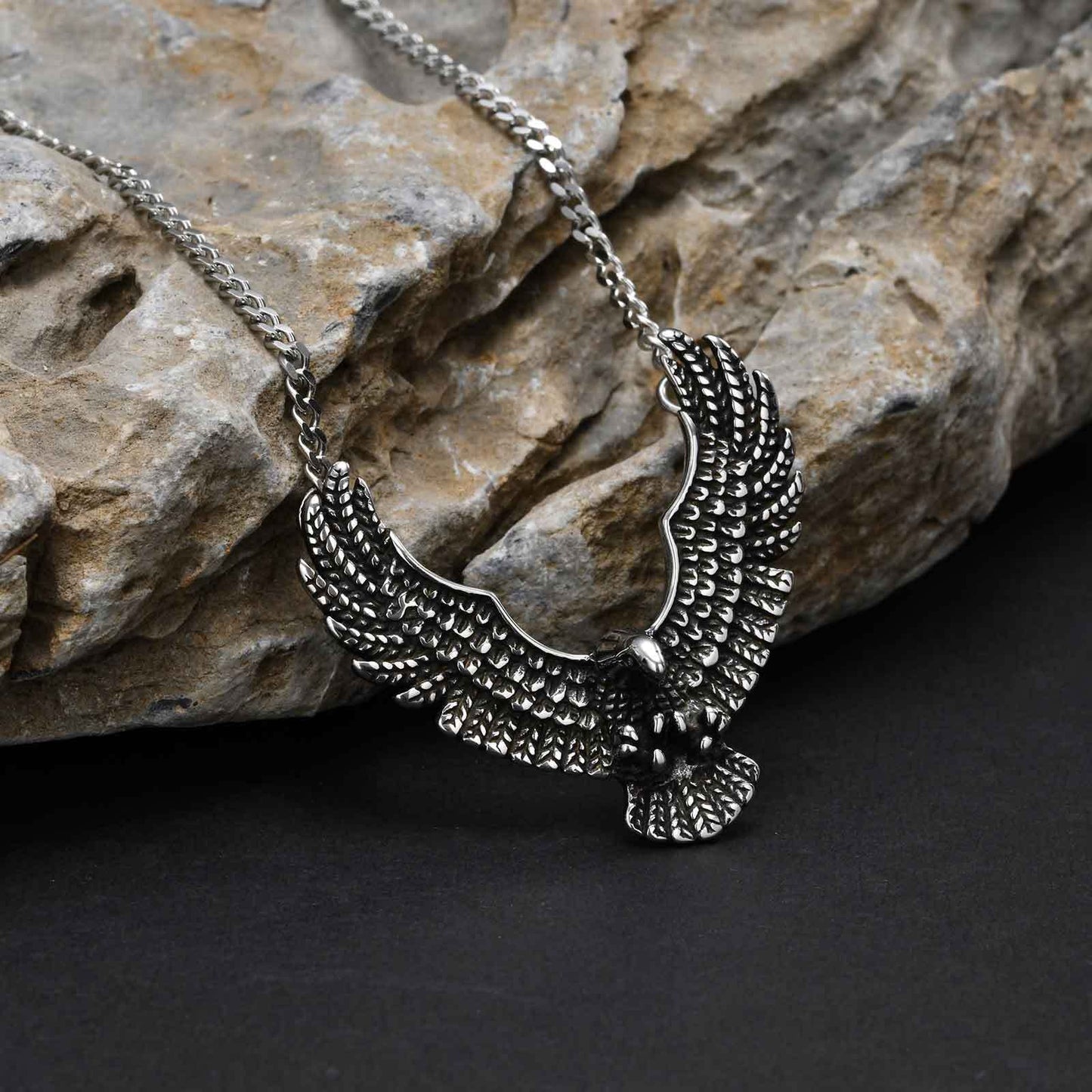 Kemstone Men’s Stainless Steel Eagle Necklace – Punk Gothic Pendant PN-2242