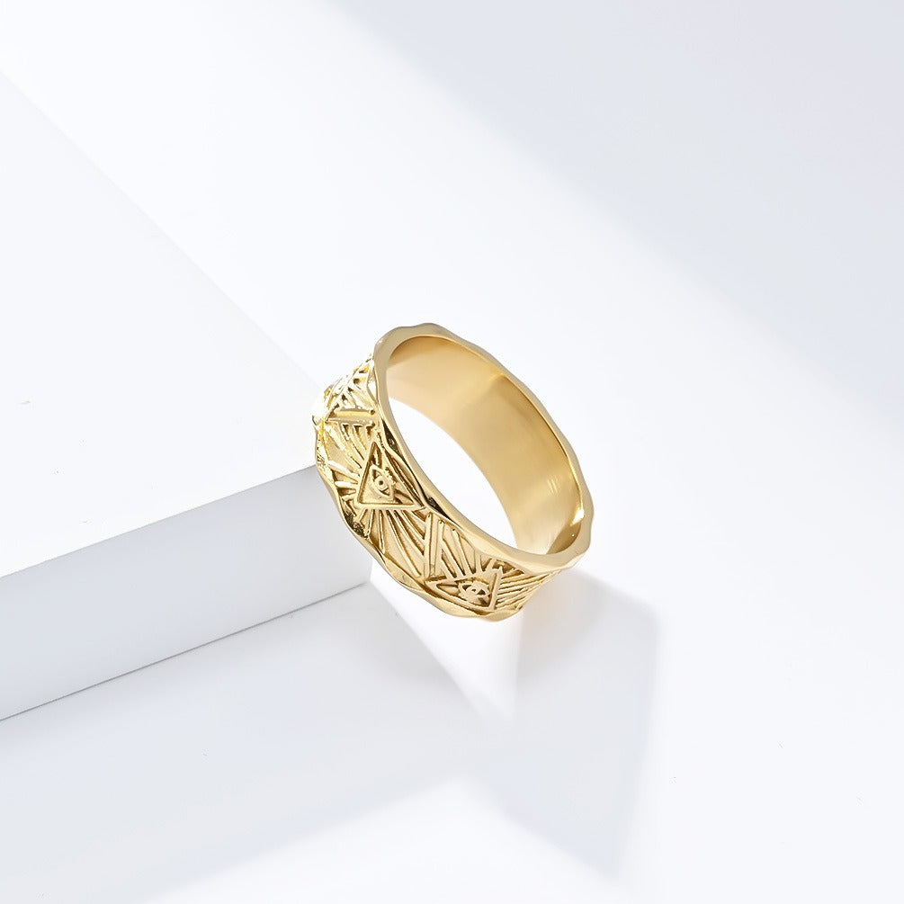 Kemstone Stainless Steel Horus Eye Ring for Men K-R820