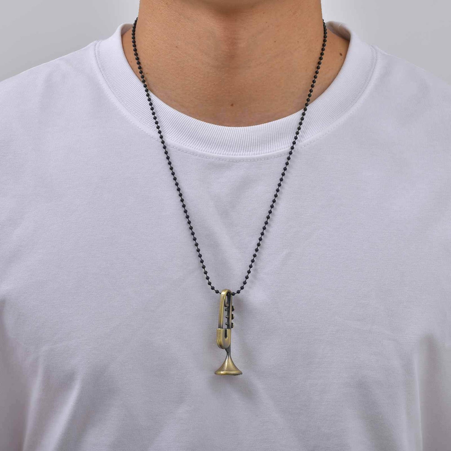 Kemstone Trumpet Pendant Necklace for Men Hip Hop Streetwear Copper NC-3029