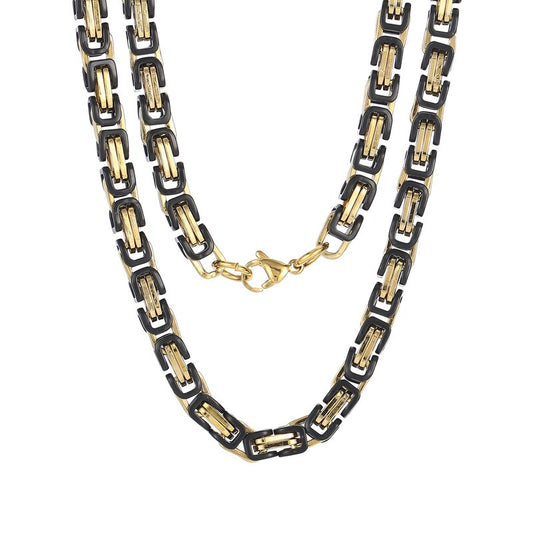 Kemstone King’s Byzantine Chain Necklace for Men – Heavy-Duty Stainless Steel Statement Jewelry KN33444-Z