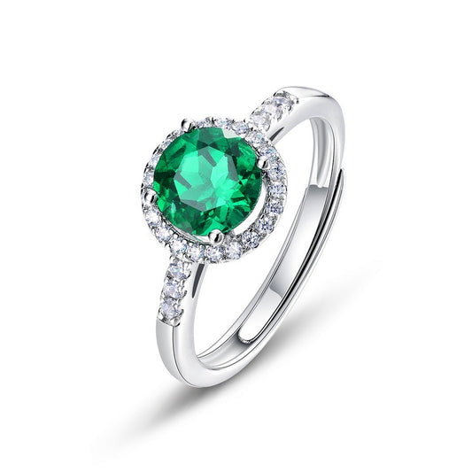 Anillo de plata S925 para mujer, diseño original artesanal de Kemstone, con esmeralda cultivada en laboratorio vintage. Anillos abiertos para mujer.