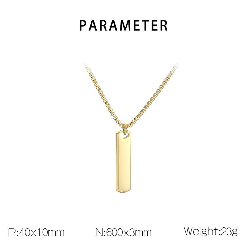 Kemston Slim Rectangular Bar Pendant Necklace for Men Geometric Silver Gold Black KN285569-KFC