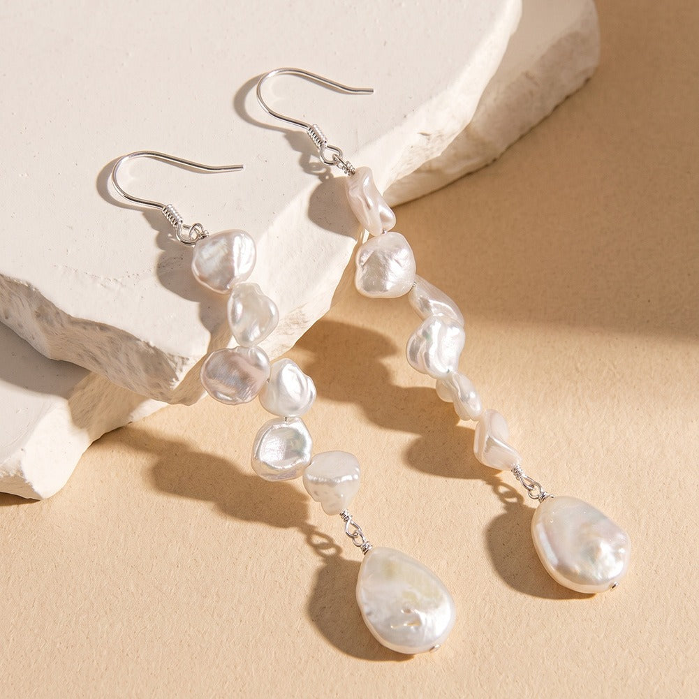 Kemstone Cascading Freshwater Pearl Drop Earrings for Women 925 Sterling Silver GPE158