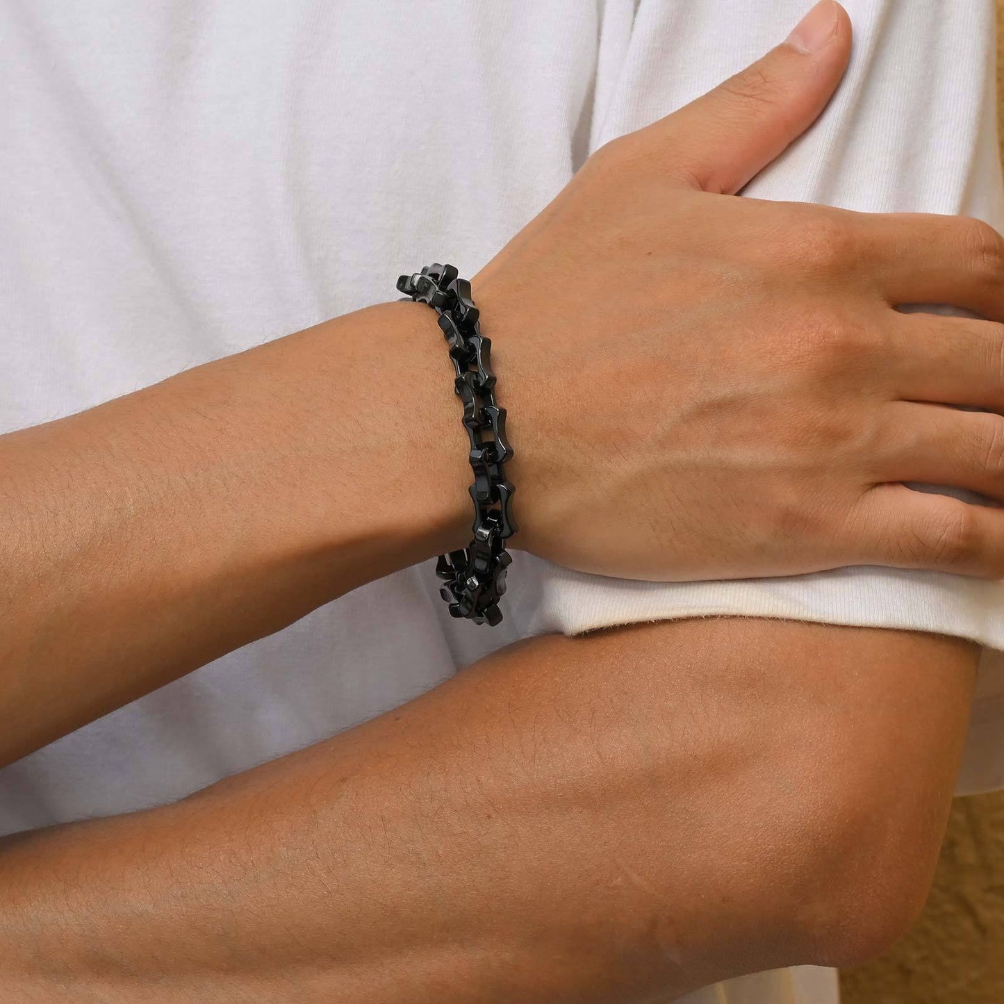 Kemstone Stainless Steel Biker Chain Bracelet – Handmade Punk Men’s Jewelry BR-1986