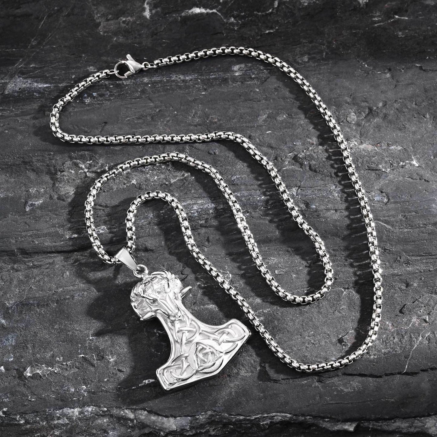 Kemstone Stainless Steel Thor’s Hammer Necklace for Men Gothic Viking PN-2218