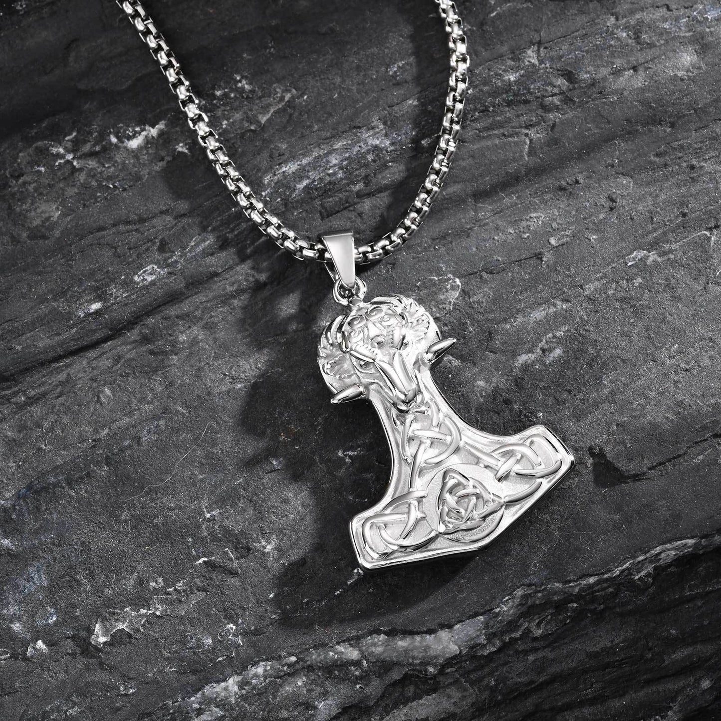 Kemstone Stainless Steel Thor’s Hammer Necklace for Men Gothic Viking PN-2218