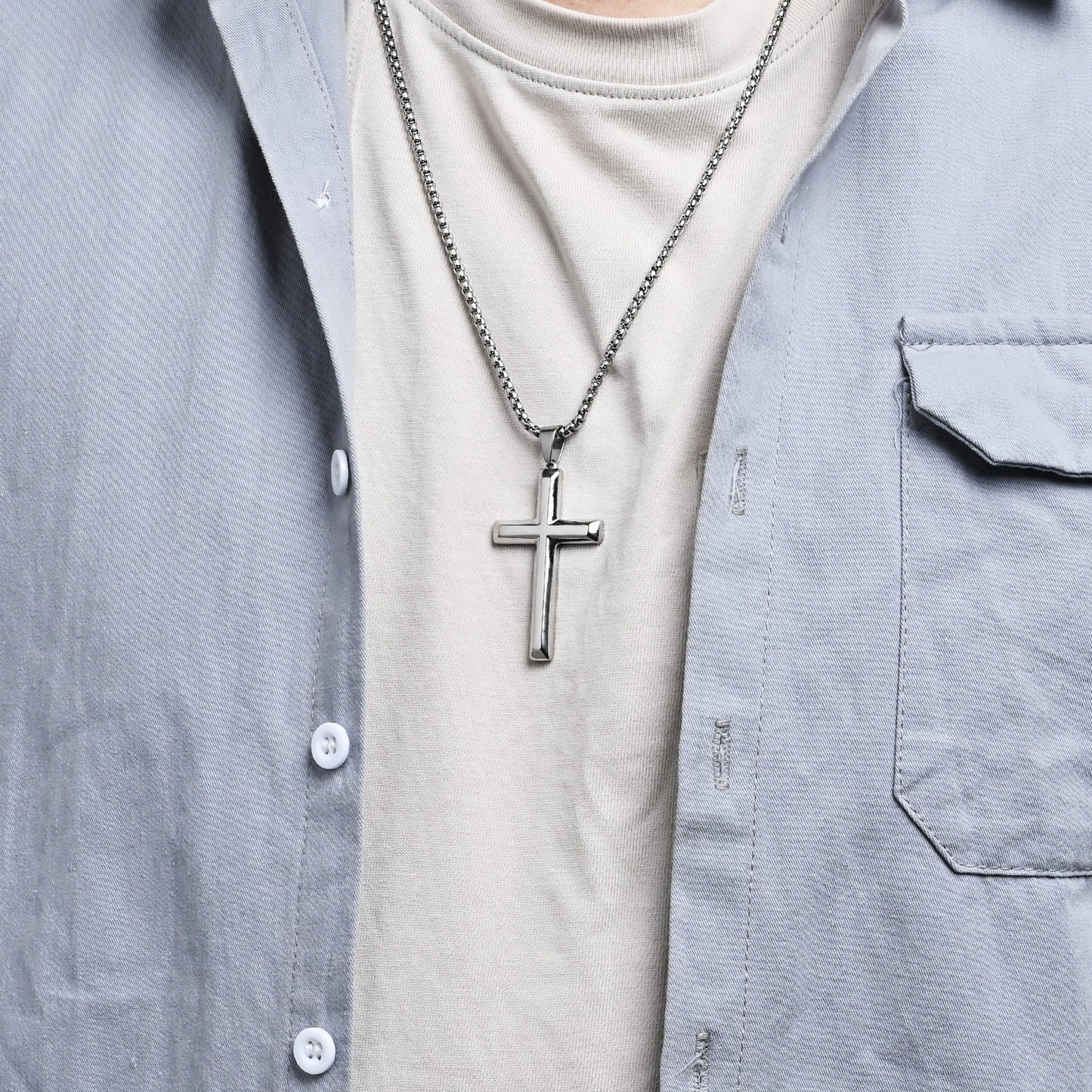 Kemstone Titanium Steel Cross Pendant Necklace for Men & Women – Minimalist Jewelry K-PT600