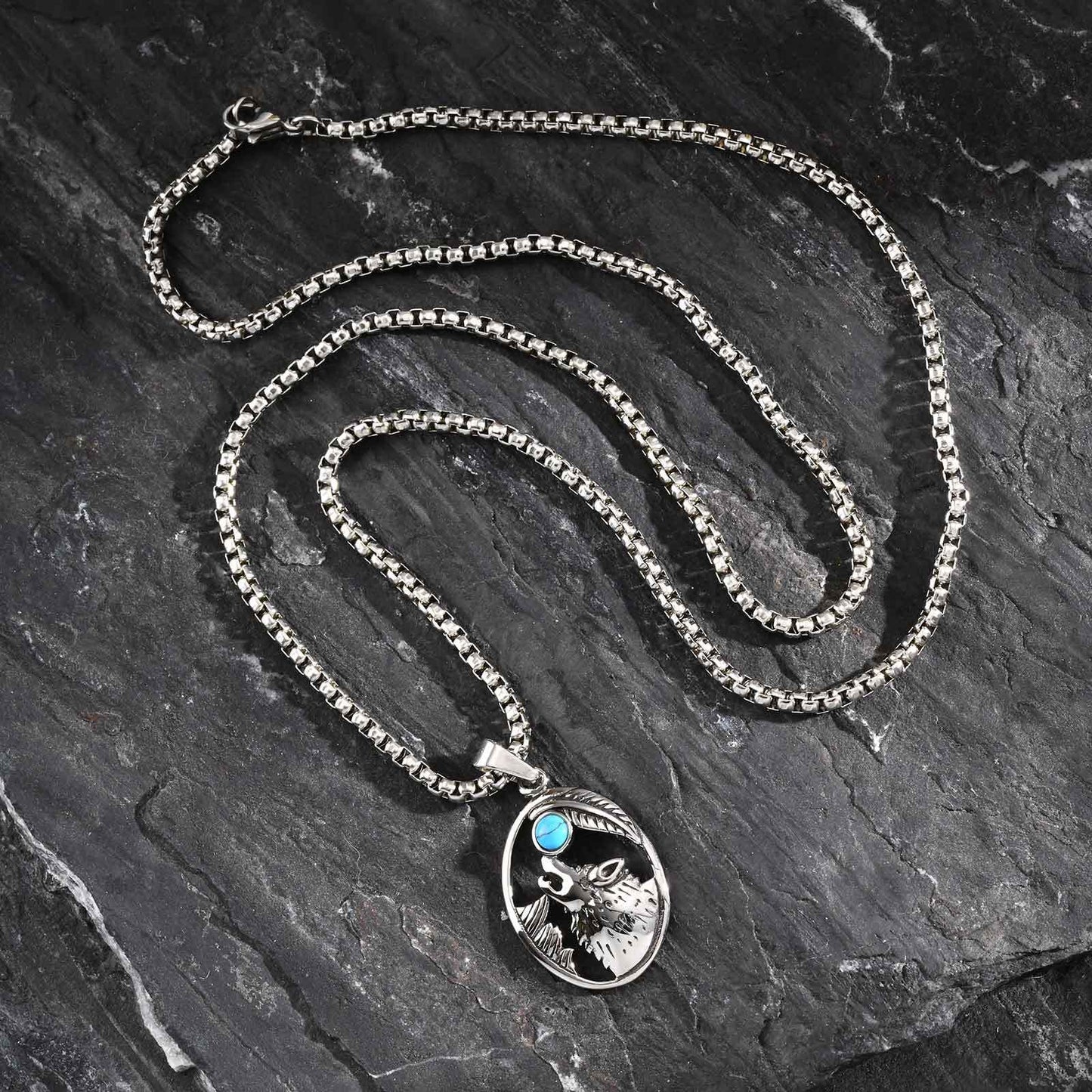 Kemstone Stainless Steel Wolf Head Pendant Necklace for Men Gothic Hip Hop PN-2231