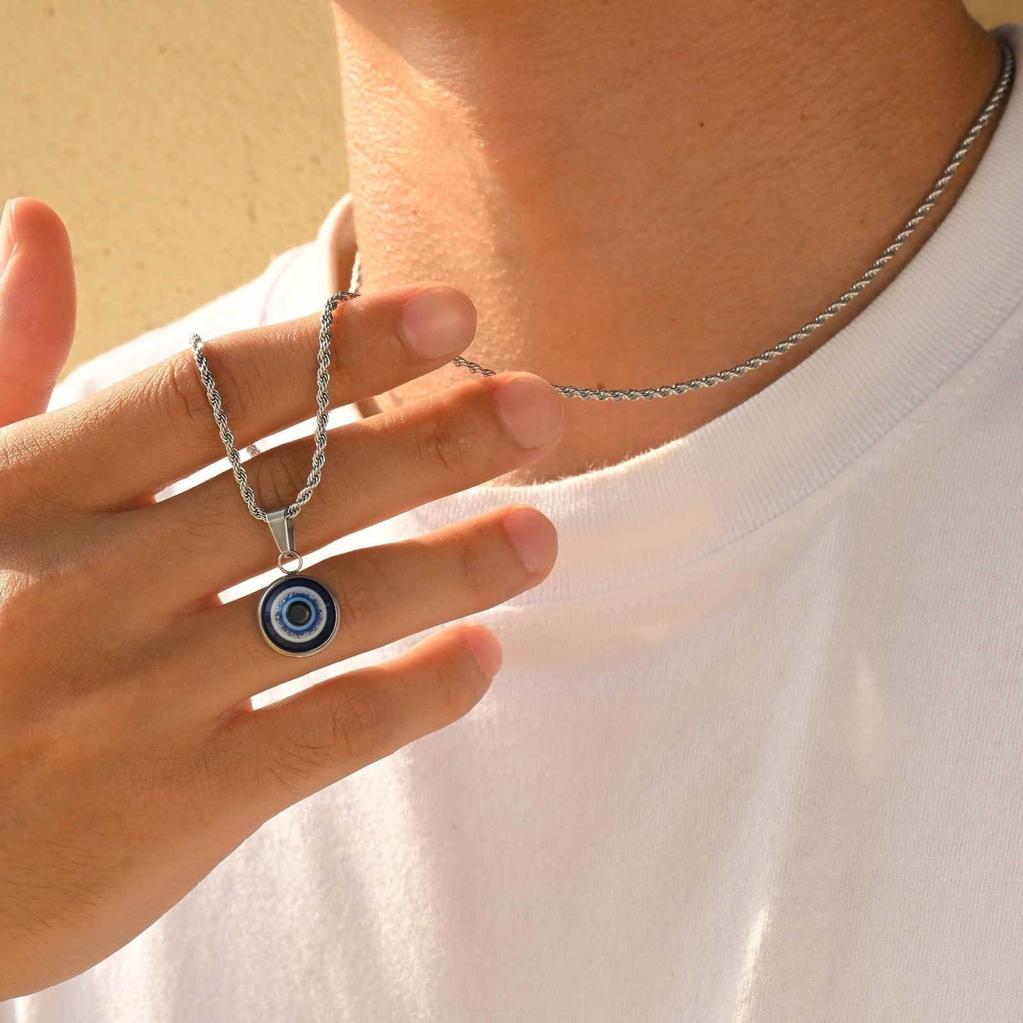 Kemstone Stainless Steel Evil Eye Pendant Necklace for Men & Women Gold,Silver PN-1848