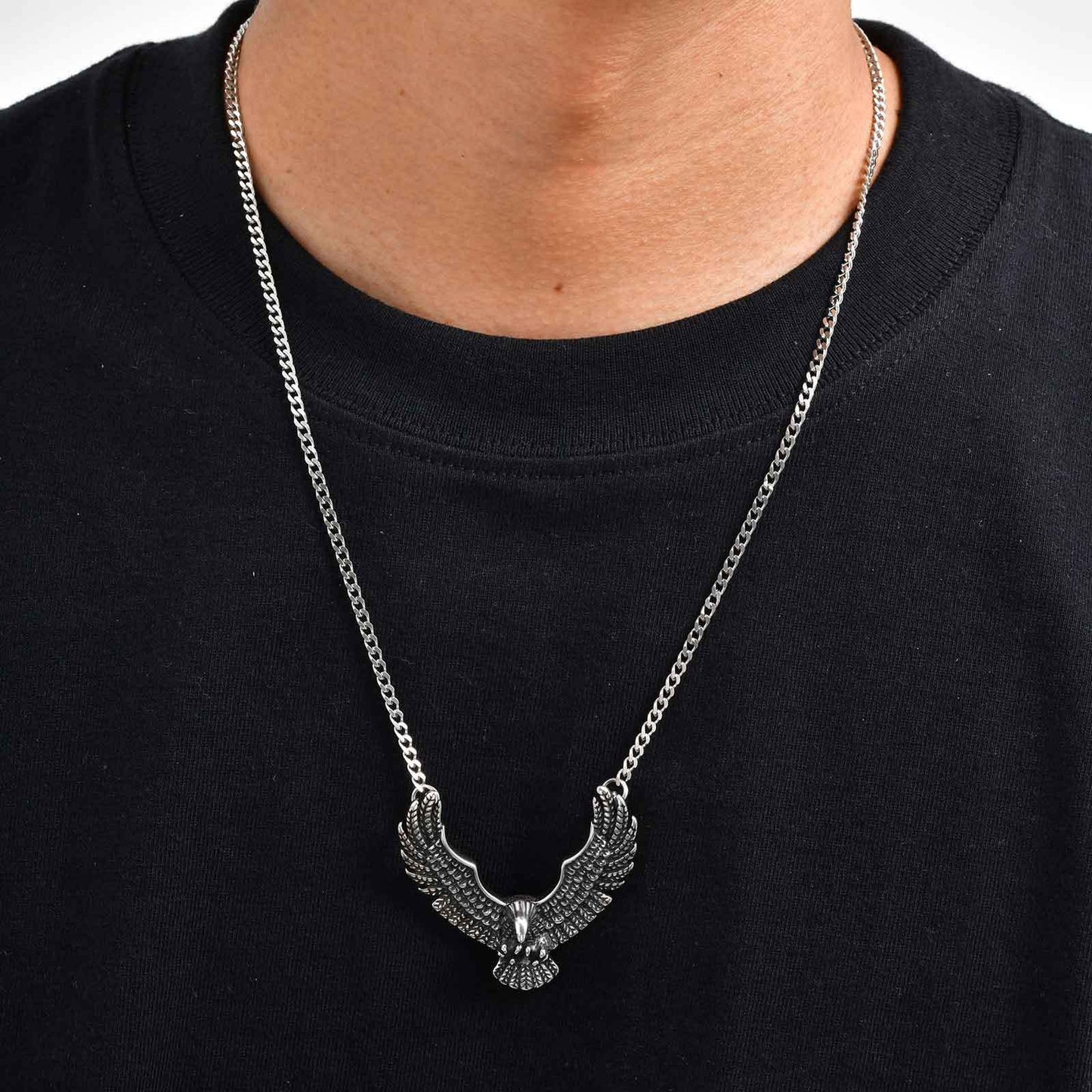 Kemstone Men’s Stainless Steel Eagle Necklace – Punk Gothic Pendant PN-2242