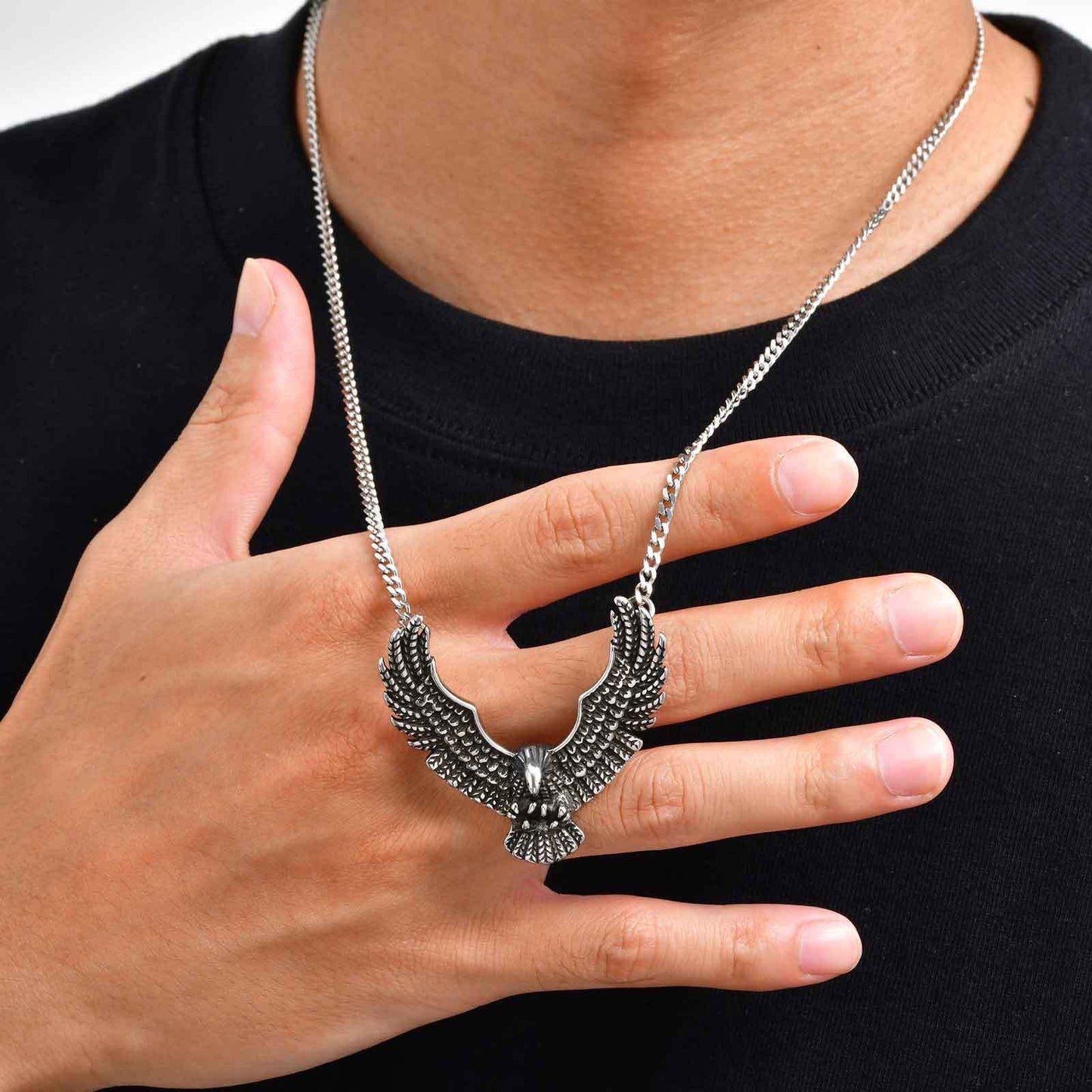 Kemstone Men’s Stainless Steel Eagle Necklace – Punk Gothic Pendant PN-2242