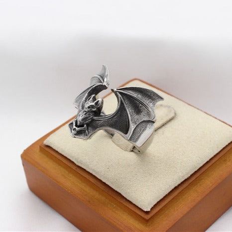 Kemstone Vintage Bat Design Titanium Steel Ring for Men – Gothic Style R1624