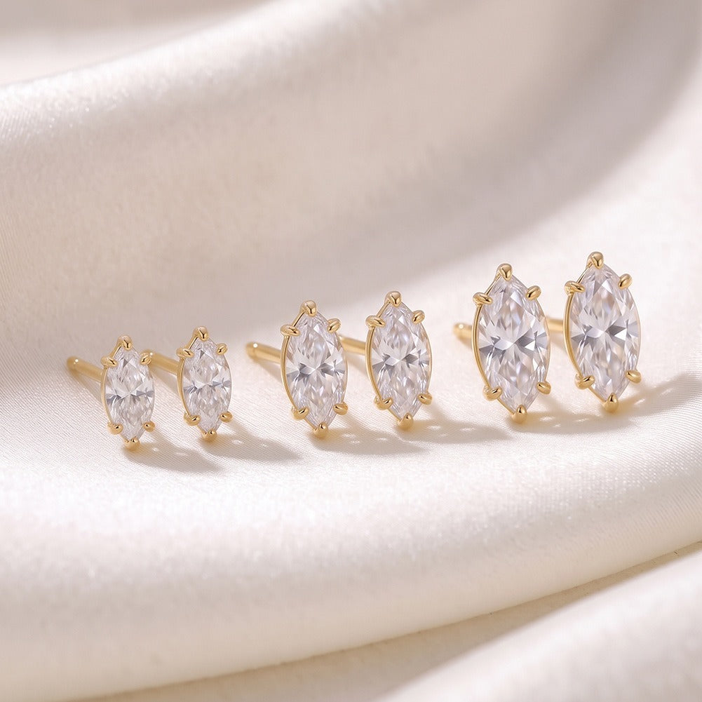 Kemstone Marquise Cubic Zirconia Earrings for Women 925 Sterling Silver Stud LZE69