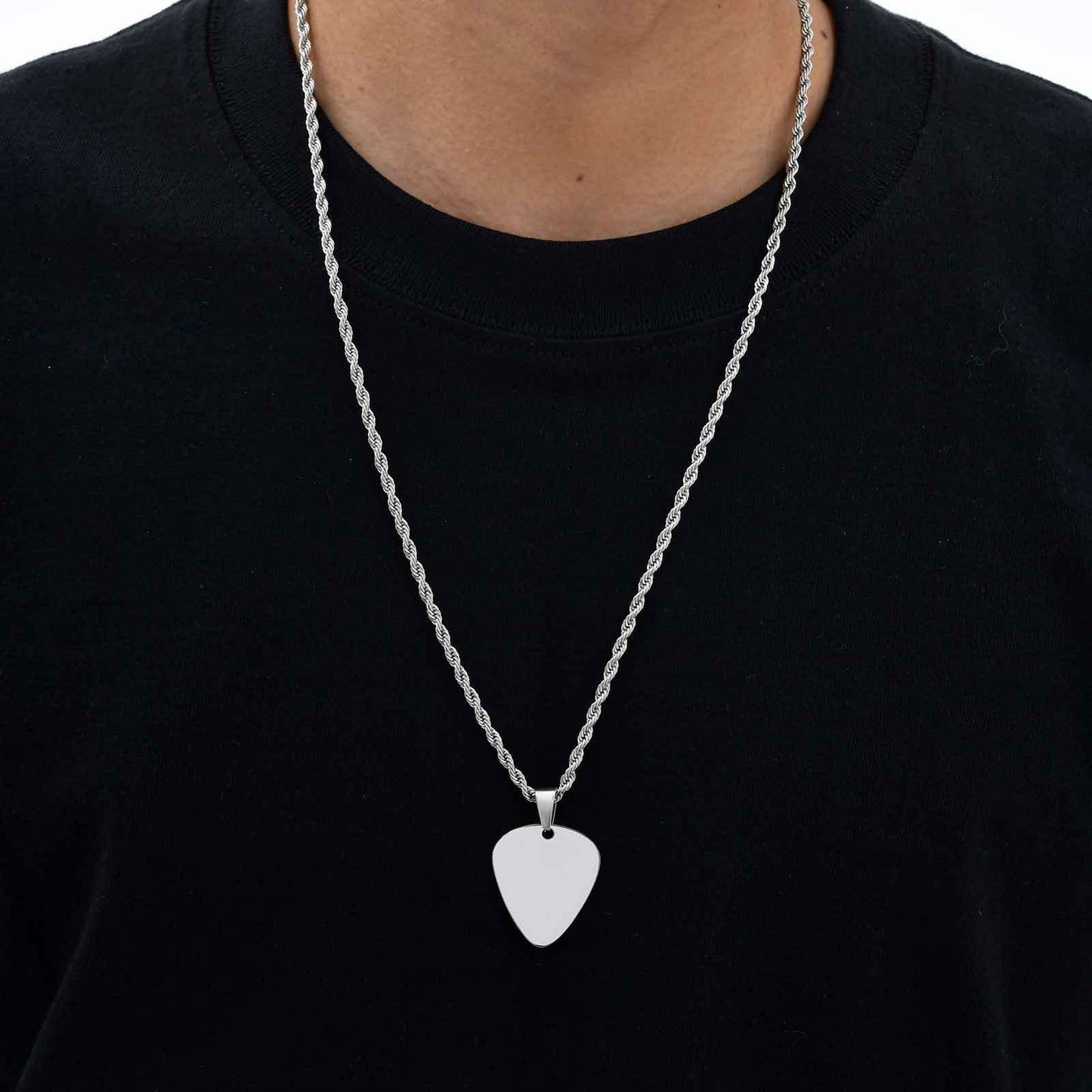 Kemstone Stainless Steel Guitar Pick Pendant Necklace – Men’s Jewelry Gold, Silver, Black PN-1843