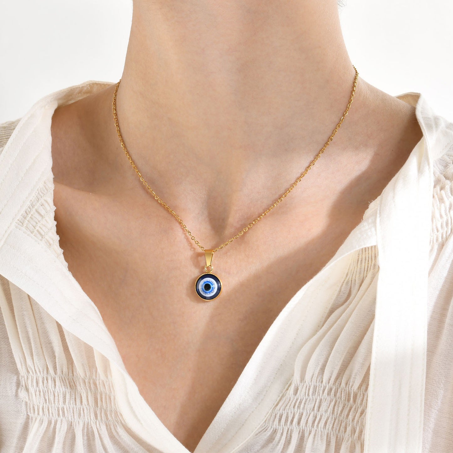 Kemstone Stainless Steel Evil Eye Pendant Necklace for Men & Women Gold,Silver PN-1848