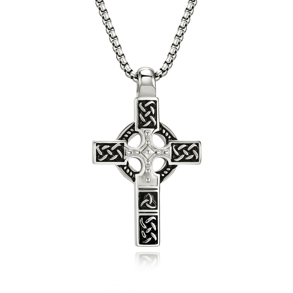 Kemstone Men’s Celtic Cross Pendant Necklace – Stainless Steel Faith & Strength K-PT453