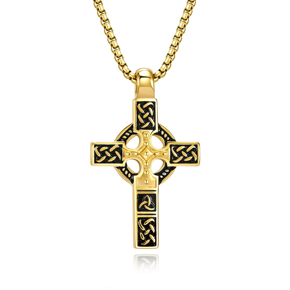 Kemstone Men’s Celtic Cross Pendant Necklace – Stainless Steel Faith & Strength K-PT453