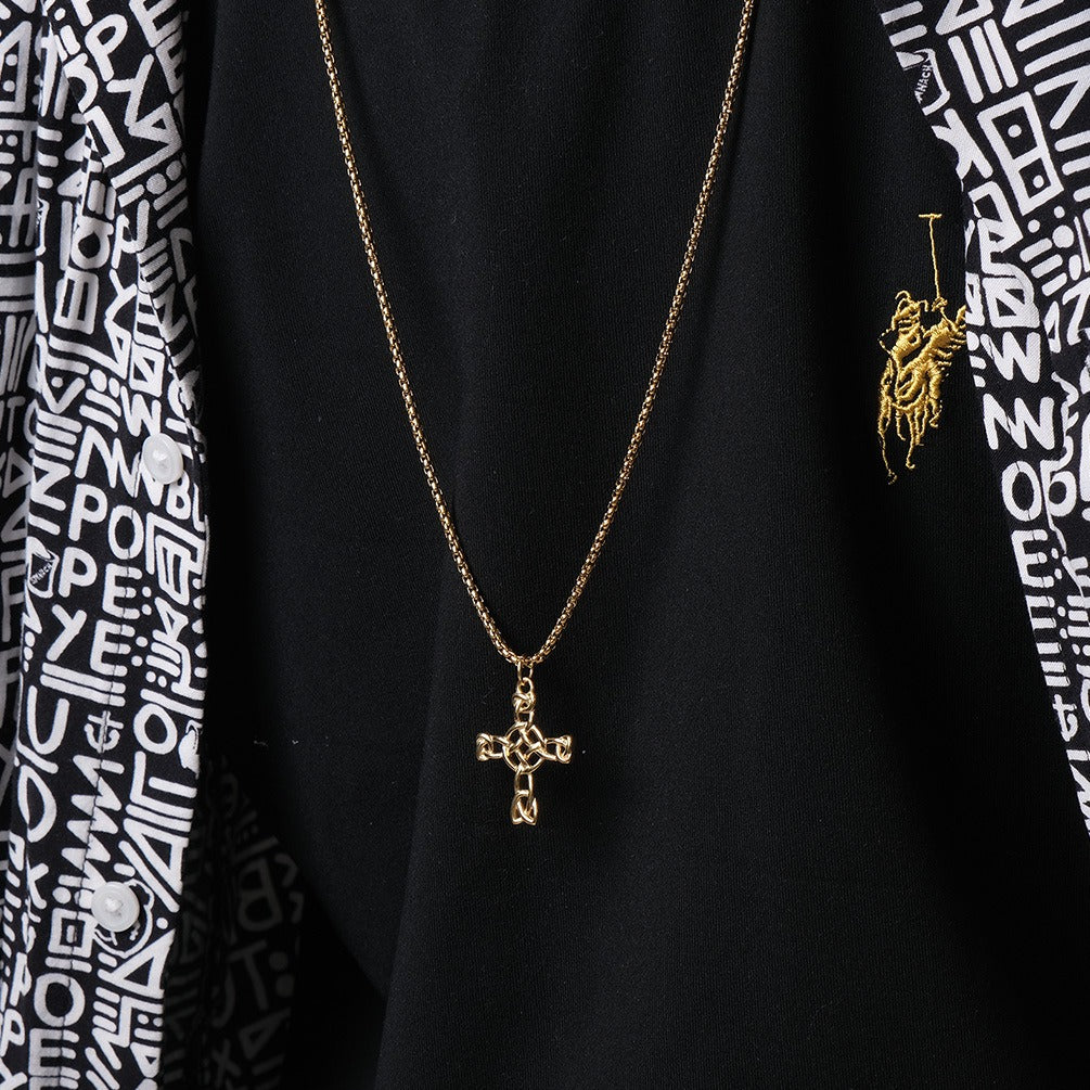 Kemstone Celtic Knot Cross Pendant Necklace for Men Stainless Steel Interwoven Detail K-PT416