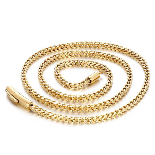 Kemstone Men’s Dragonbone Chain Necklace – 3mm Stainless Steel Magnetic Clasp Gold & Silver KN229117