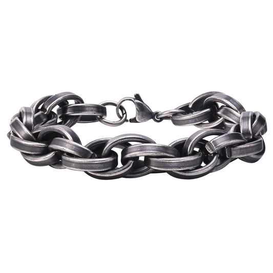 Kemstone Men’s Heavy Stainless Steel Twist Chain Bracelet – 11mm Vintage Cuban Link BR-961