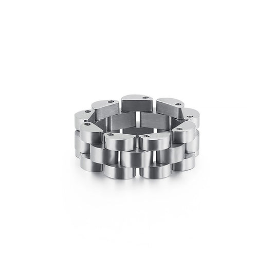 Kemstone Men’s Matte Geometric Ring – 8mm Minimalist Stainless Steel Band KR89119-K