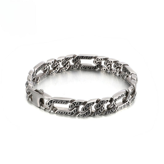 Kemstone Men’s Patterned Stainless Steel Chain Bracelet – Vintage Gothic Norse Punk KB120773-BD