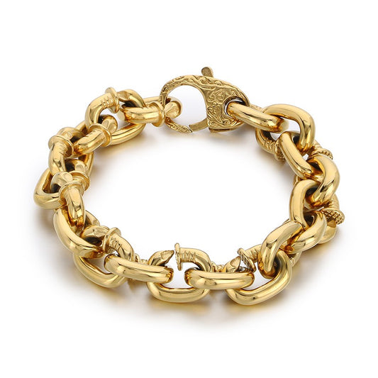 Kemstone Men’s Rivet Chain Bracelet or Necklace – Stainless Steel Punk Nail-Link Jewelry KB126373