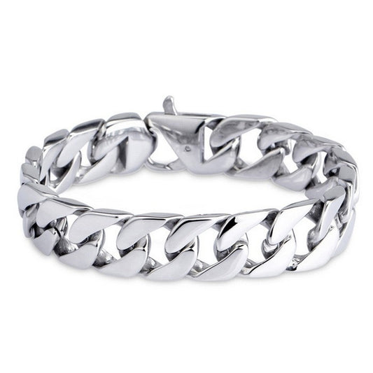 Kemstone Men’s Stainless Steel Cuban Chain Bracelet – 21cm Street Style Gothic Power Link KB27123-D