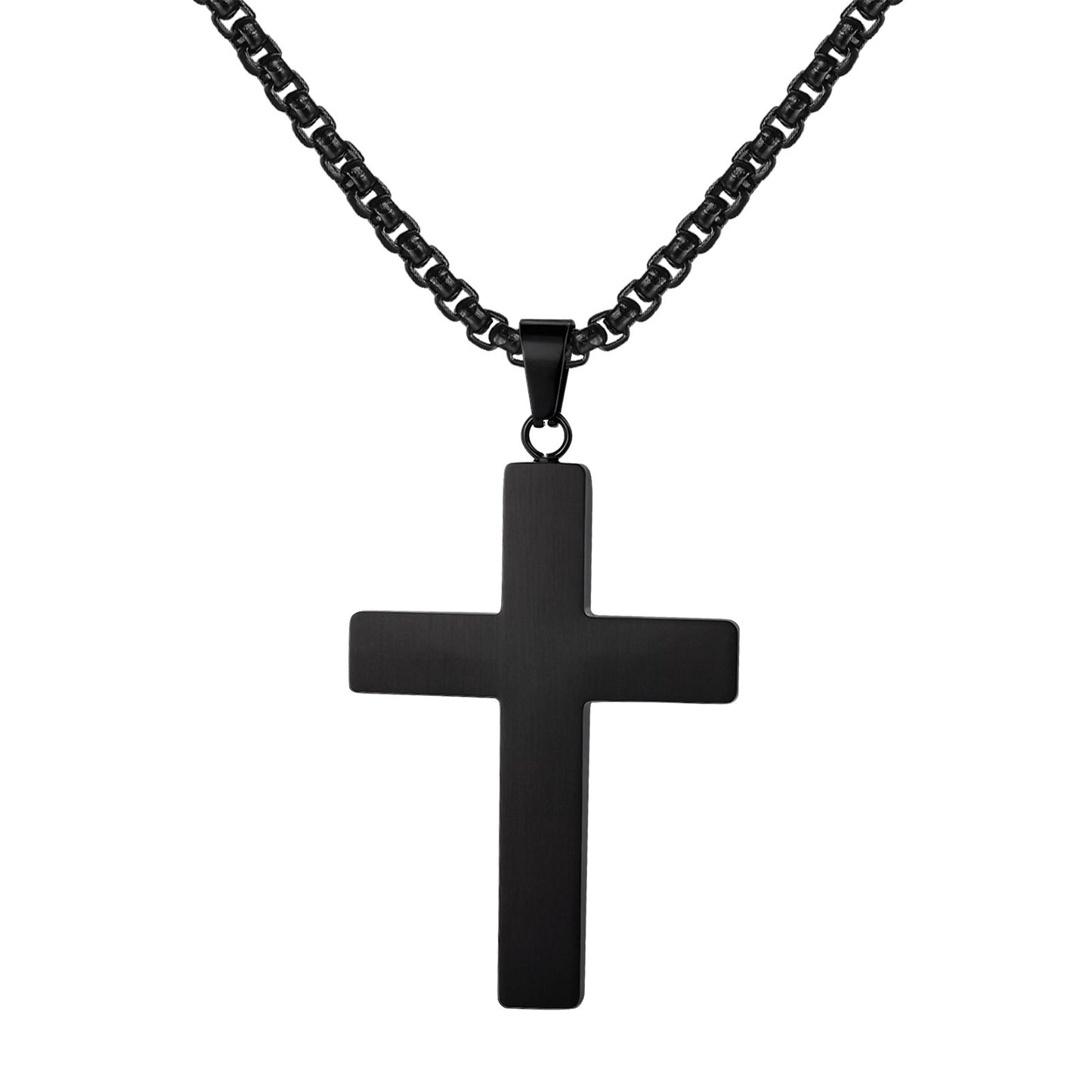 Kemstone Men’s Stainless Steel Cross Necklace – Ebony Black Pendant PN-2209
