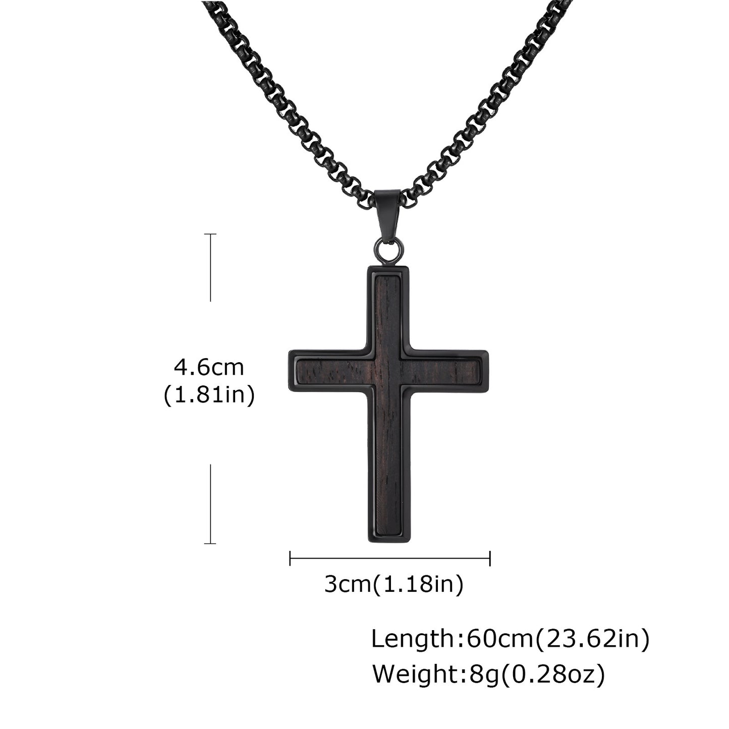 Kemstone Men’s Stainless Steel Cross Necklace – Ebony Black Pendant PN-2209
