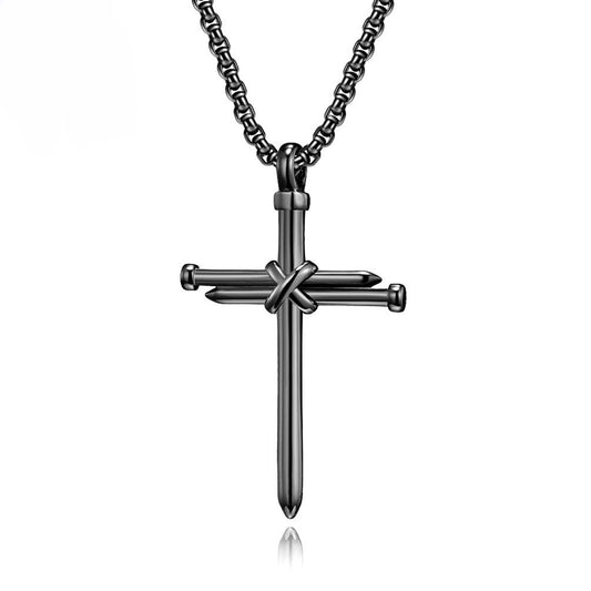 Kemstone Stainless Steel Nail Cross Pendant Necklace – Vintage Strength Men’s Jewelry K-PT352