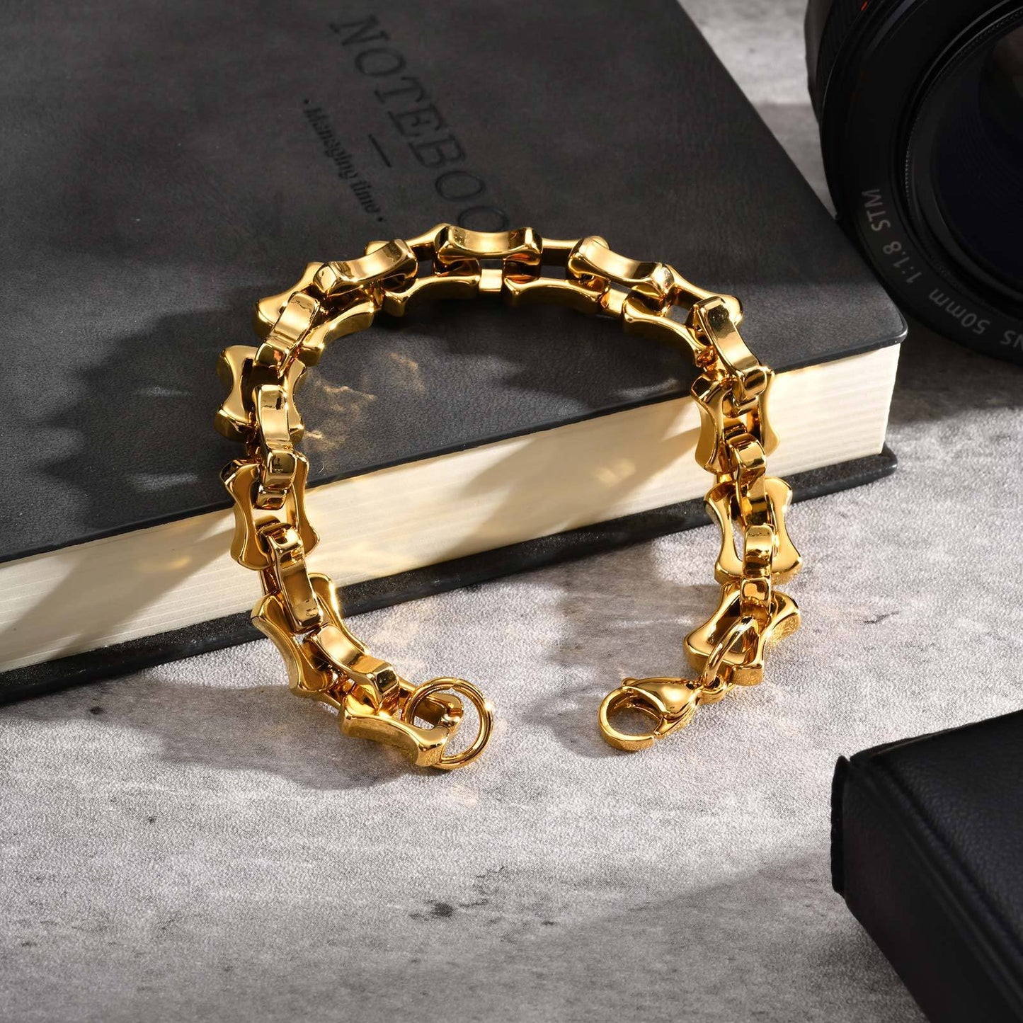 Kemstone Stainless Steel Biker Chain Bracelet – Handmade Punk Men’s Jewelry BR-1986