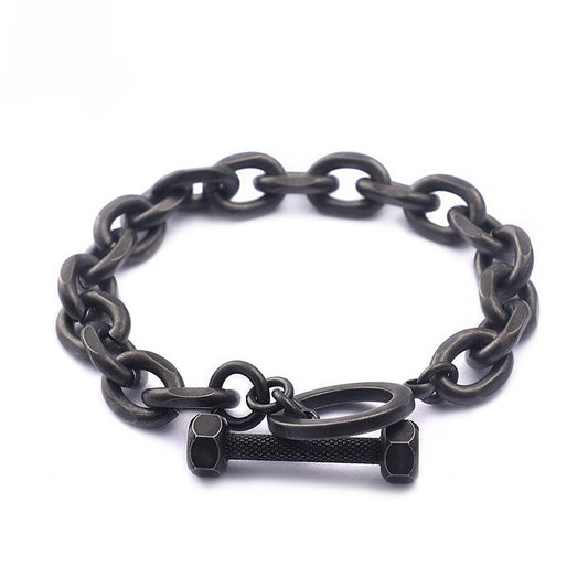 Kemstone Men’s Titanium Steel Barbell Bracelet – Strength in Style KB94657-BD
