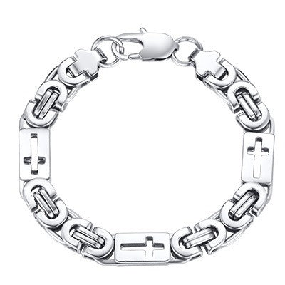 Kemstone Men’s Titanium Steel Byzantine Cross Bracelet – Punk Hip Hop Jewelry BR-2214
