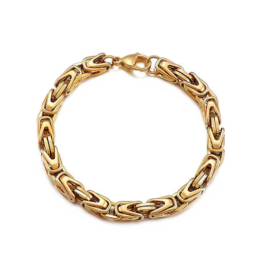 Kemstone Men’s V-Byzantine Stainless Steel Chain Set – Bold Hip Hop Link Necklace & Bracelet, 20–50cm KS141151-Z