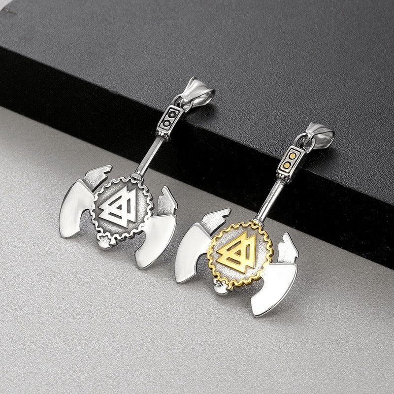 Kemstone Titanium Steel Viking Compass Axe Pendant Necklace for Men KP130631-TLX