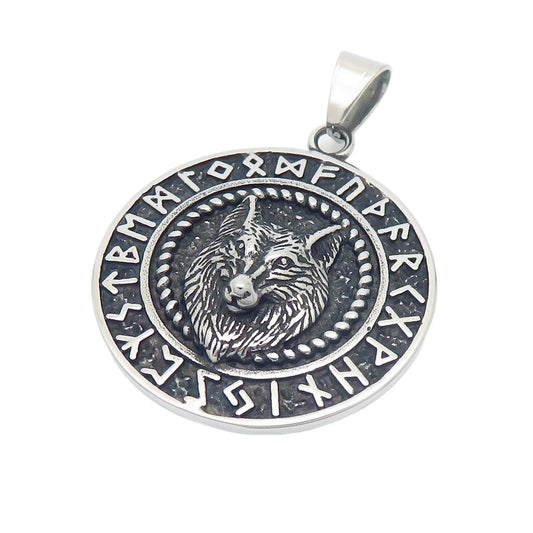 Kemstone Viking Wolf & Eagle Rune Necklace – Titanium Steel Courage Amulet KP116179-MZOZ