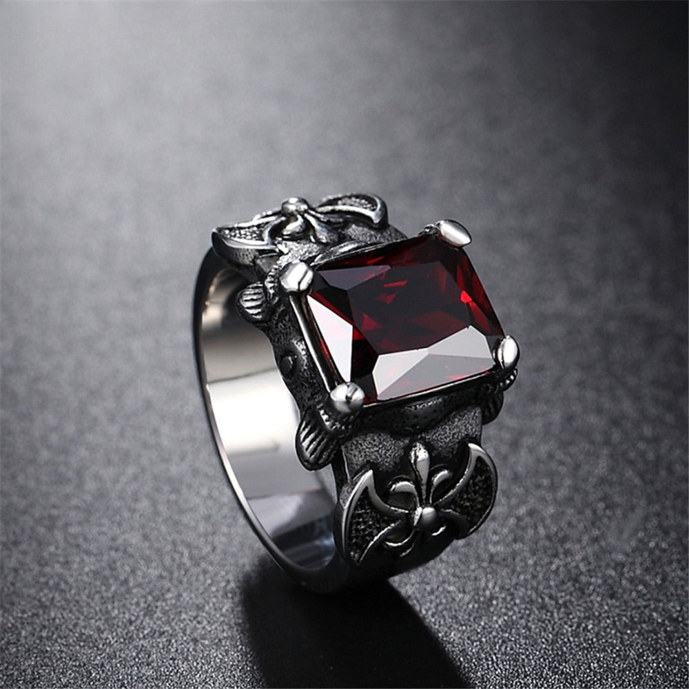 Kemstone Viking Axe Stone Ring for Men Titanium Steel R0542