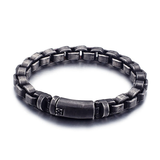 Kemstone Men’s Vintage Chain Link Bracelet – 316L Stainless Steel Rugged Minimalist Street Style KB95692-BD