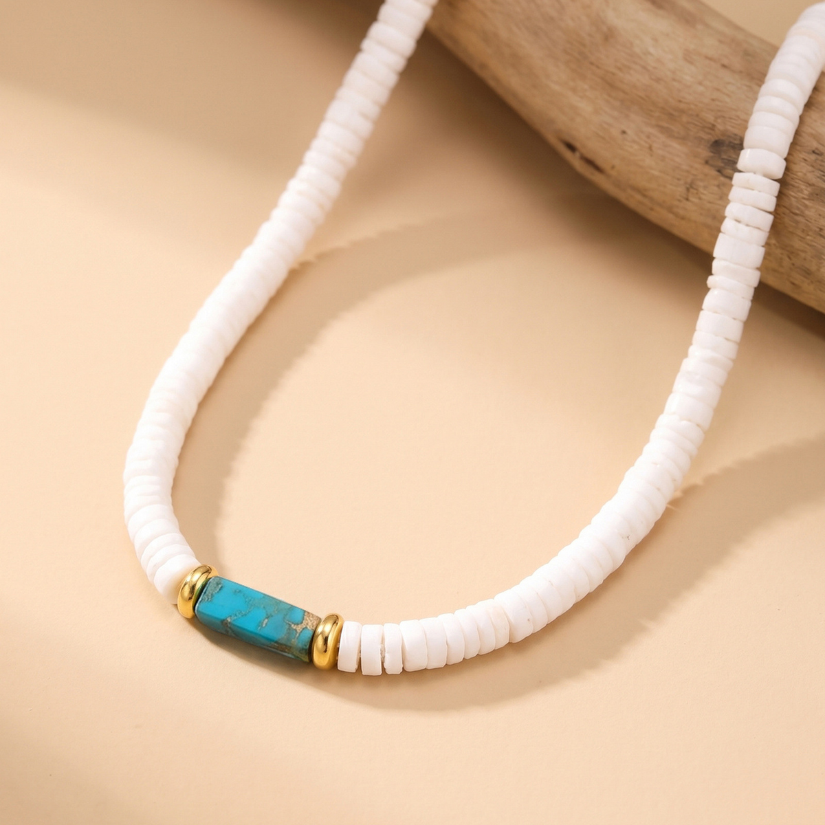Kemstone Disc Bead Necklace for Men Geometric Accents NC3016