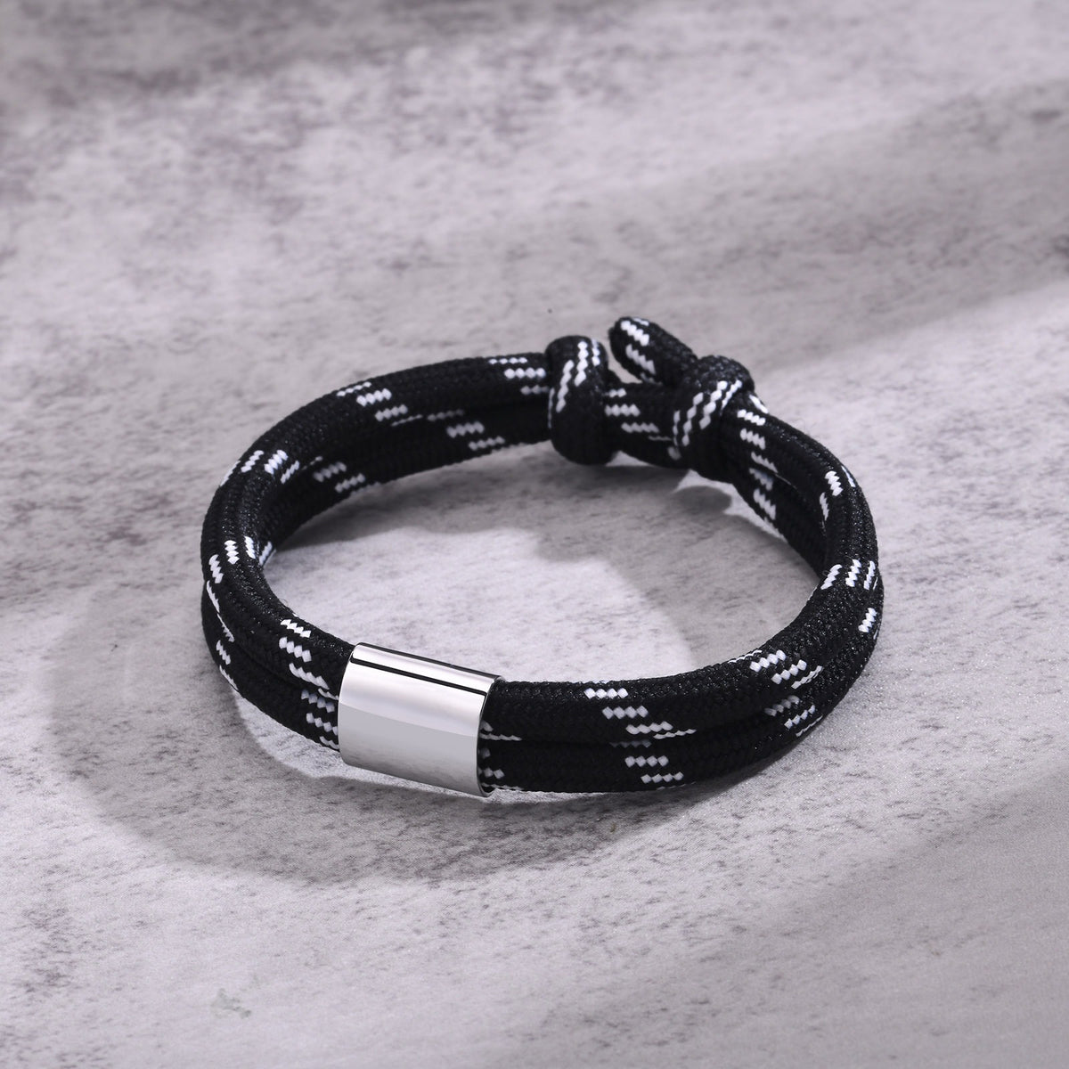 Kemstone Double Cord Bracelet for Men Stainless Steel Accent BR-1699