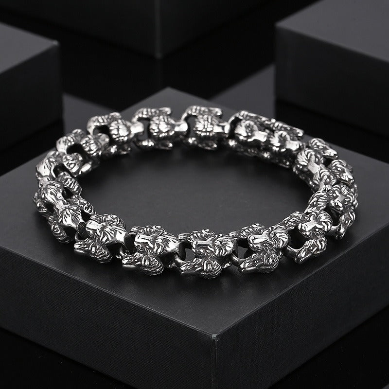 Kemstone Snake Head Bracelet for Men Titanium Steel Vintage Animal Jewelry KB155325-KJX