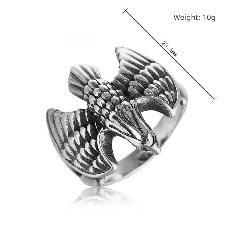 Kemstone Eagle Ring for Men Titanium Steel Wing Detail Vintage NK20