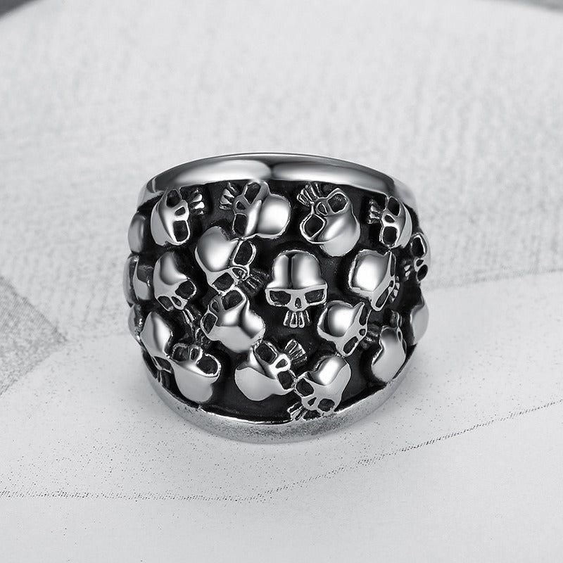 Kemstone Multi Skull Ring for Men Titanium Steel Punk TR0177
